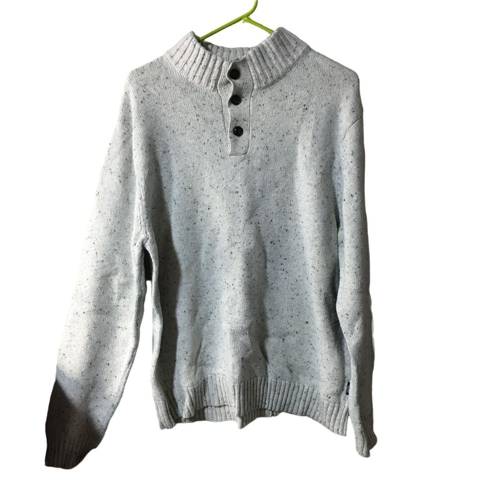 CHAPS 1/4 BUTTON WHITE SWEATER PULLOVER MENS SIZE LARGE